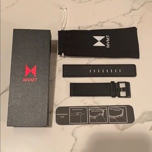 MVMT Black Leather Band 22